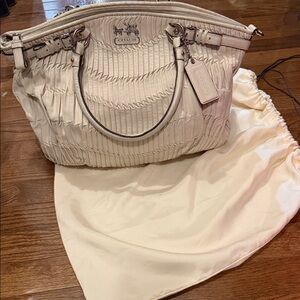 Coach Cream Pleated Shoulder Bag